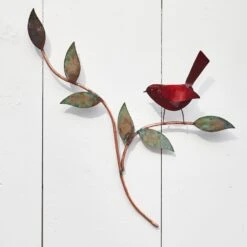 Red Bird Copper Wall Art