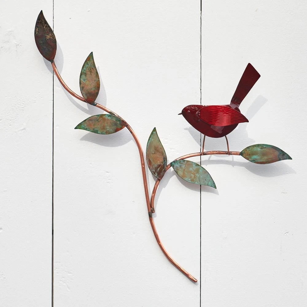 Red Bird Copper Wall Art 2 Red Bird Copper Wall Art