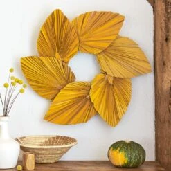 Golden Palms Dried Wreath
