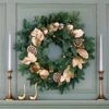 Golden Lotus Holiday Wreath