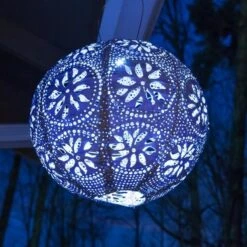Radiant Solar Globe Lantern - Large, Metallic Blue -Garden Bloomy Shop x600 22365