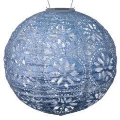 Radiant Solar Globe Lantern - Large, Metallic Blue -Garden Bloomy Shop x600 22366