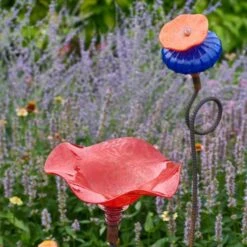 Scarlet Blown-Glass Birdbath -Garden Bloomy Shop x600 28016