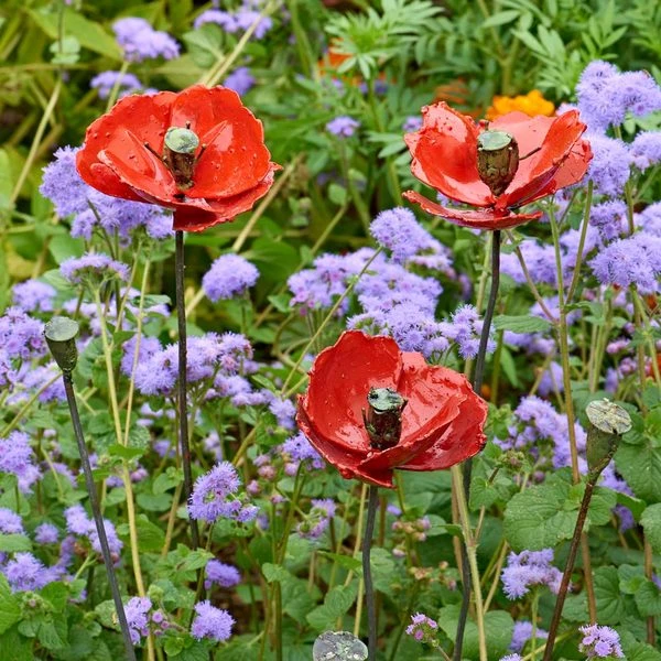Red Poppy Garden Stake 3 Red Poppy Garden Stake