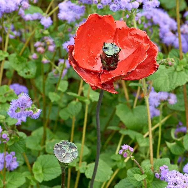 Red Poppy Garden Stake 4 Red Poppy Garden Stake - Image 2
