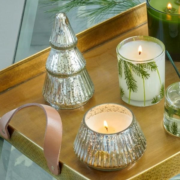 Etched Mercury Glass Balsam & Cedar Tree Candle 5 Etched Mercury Glass Balsam & Cedar Tree Candle - Image 3