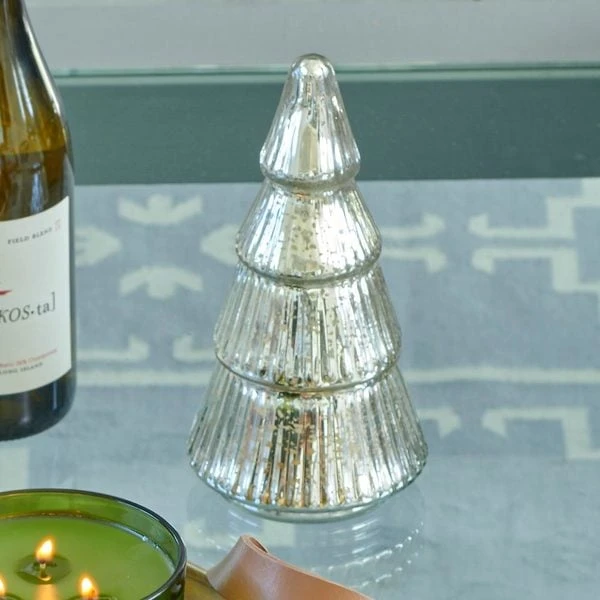 Etched Mercury Glass Balsam & Cedar Tree Candle 6 Etched Mercury Glass Balsam & Cedar Tree Candle - Image 4