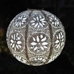 Radiant Solar Globe Lantern - Large, Pearl -Garden Bloomy Shop x600 31991
