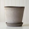 Gray Cottage Pot And Saucer, 8½" Wide