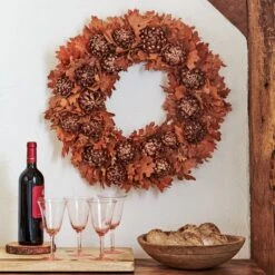 Copper Artichoke & Oak Leaf Wreath -Garden Bloomy Shop x600 34331